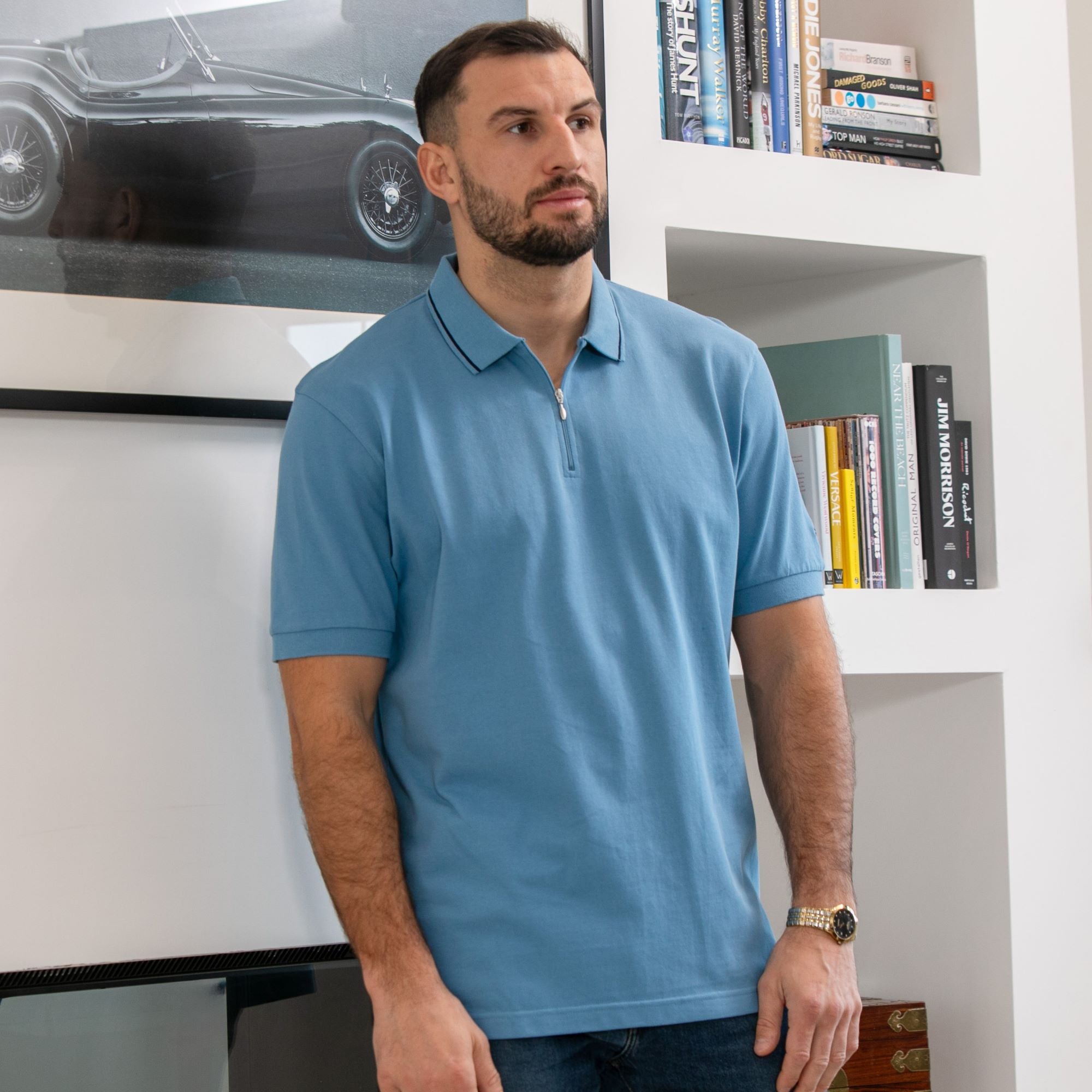 Blue Zipper Polo