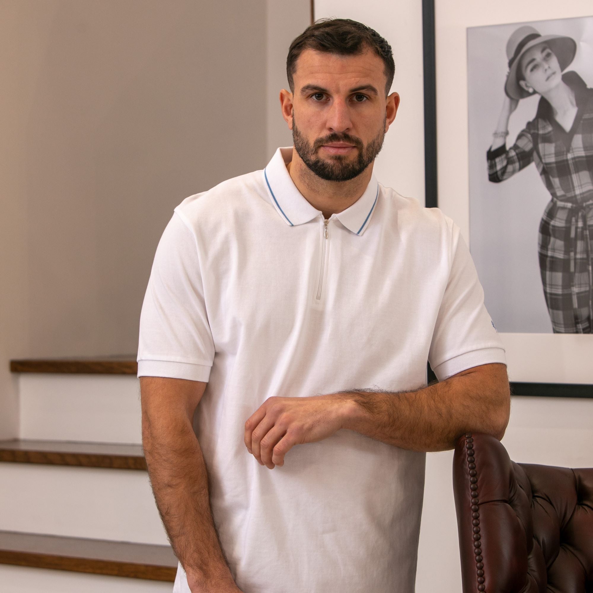 White Zipper Polo