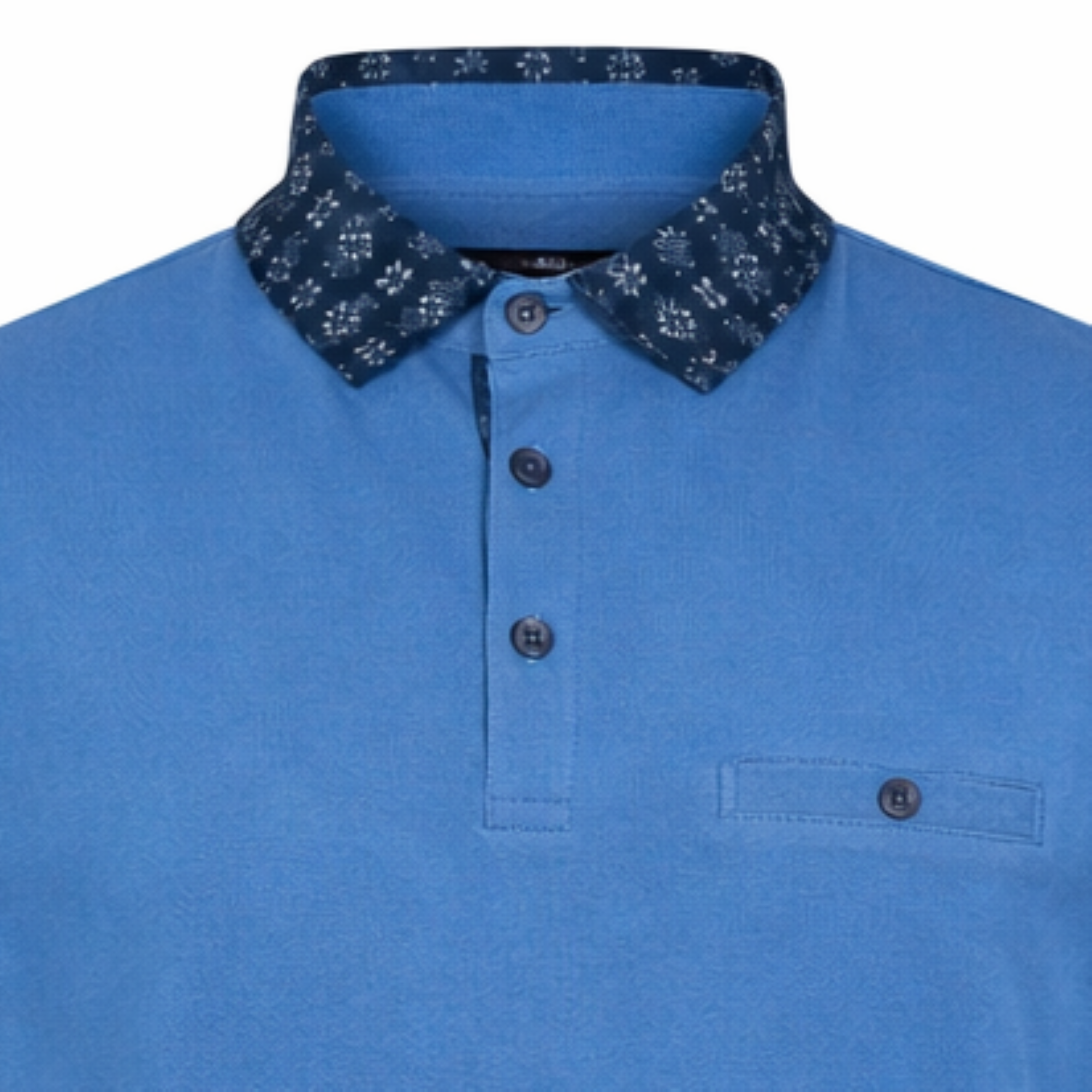 Blue Printed Collar Polo Shirt