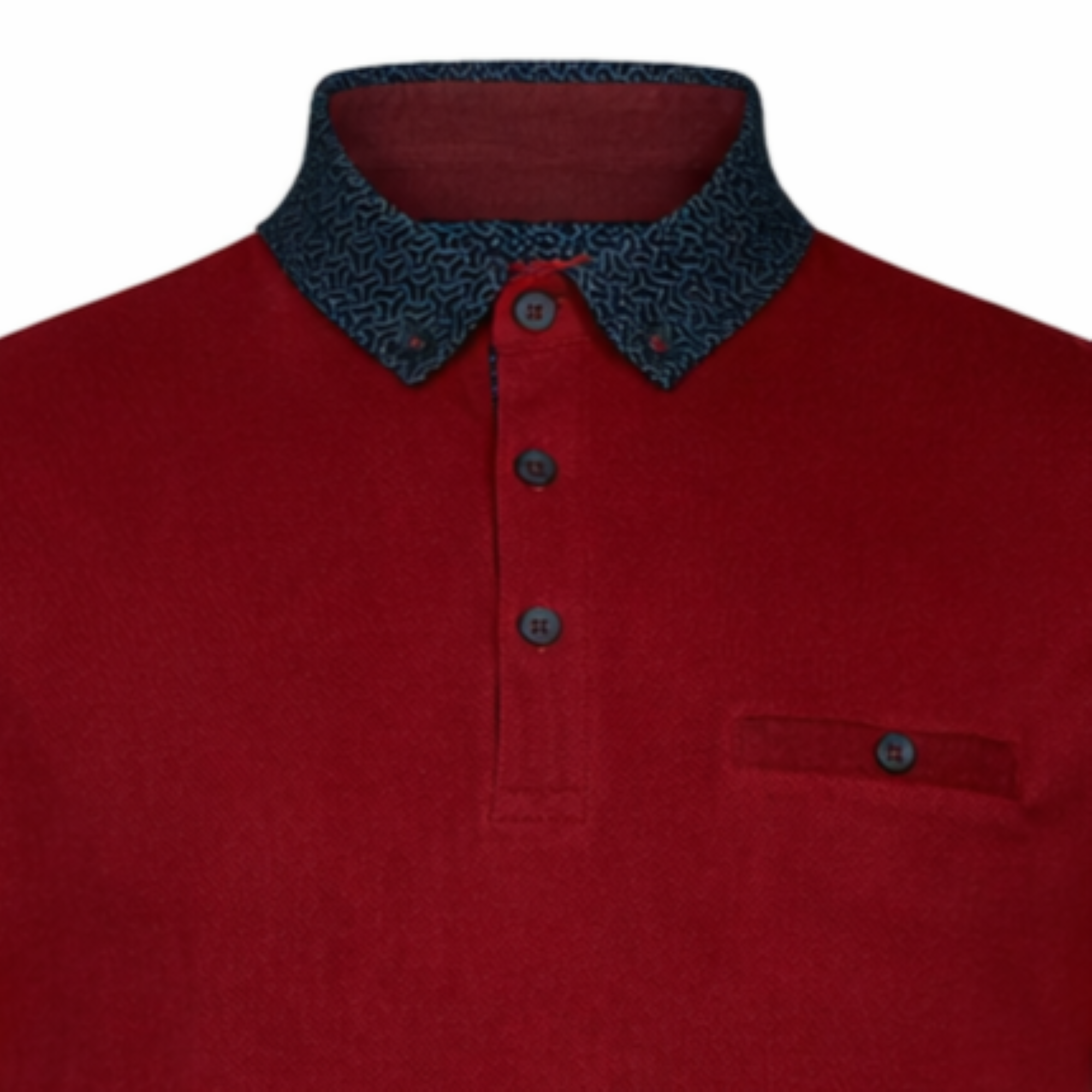 Wine Printed Collar Polo Shirt