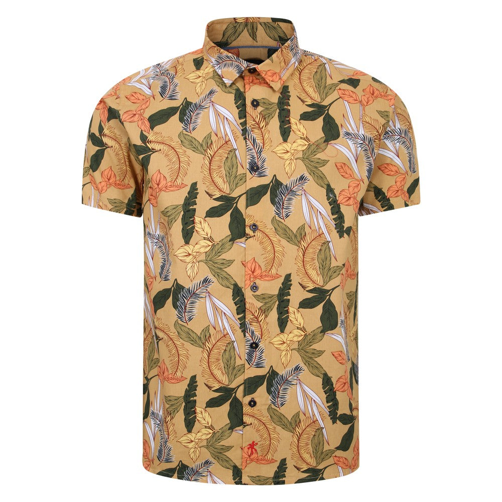 Leaf Print Short Sleeve Shirt