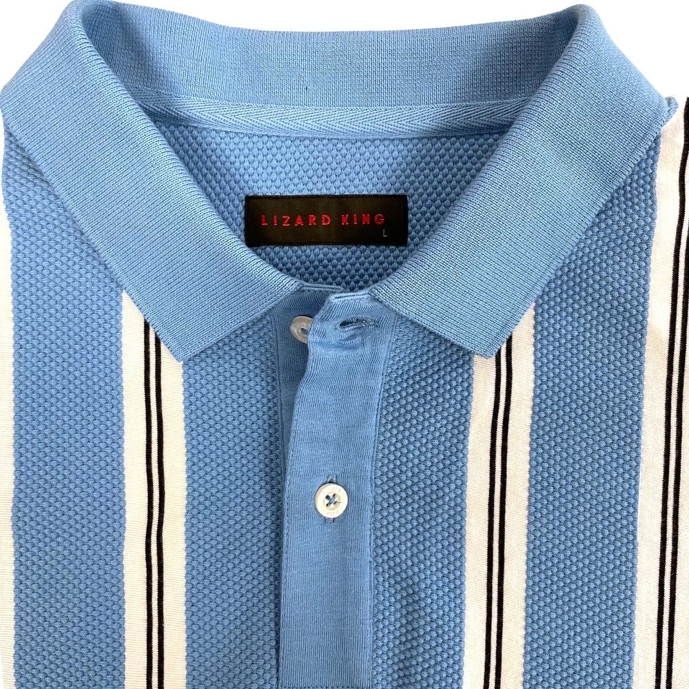 Vertical Stripe Polo Shirt - Sky
