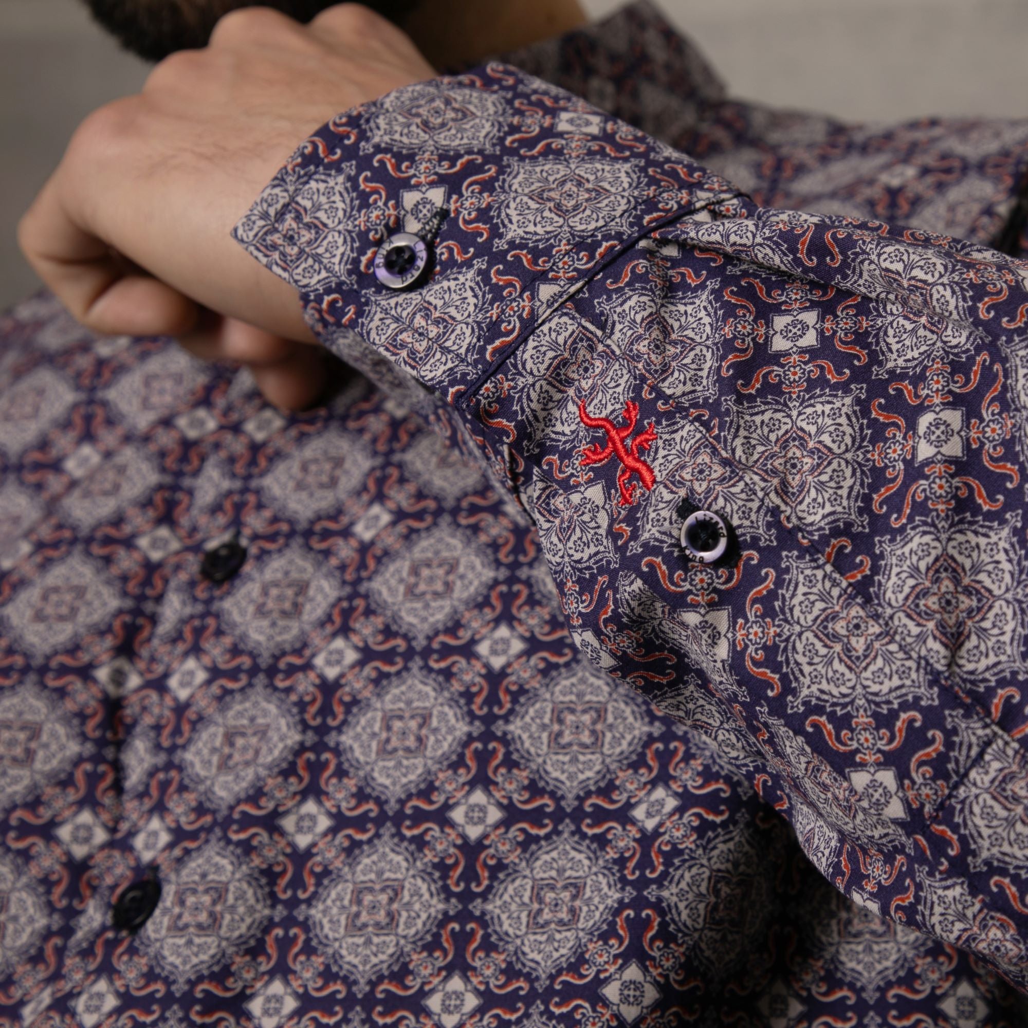 Tile Print Long Sleeve Shirt