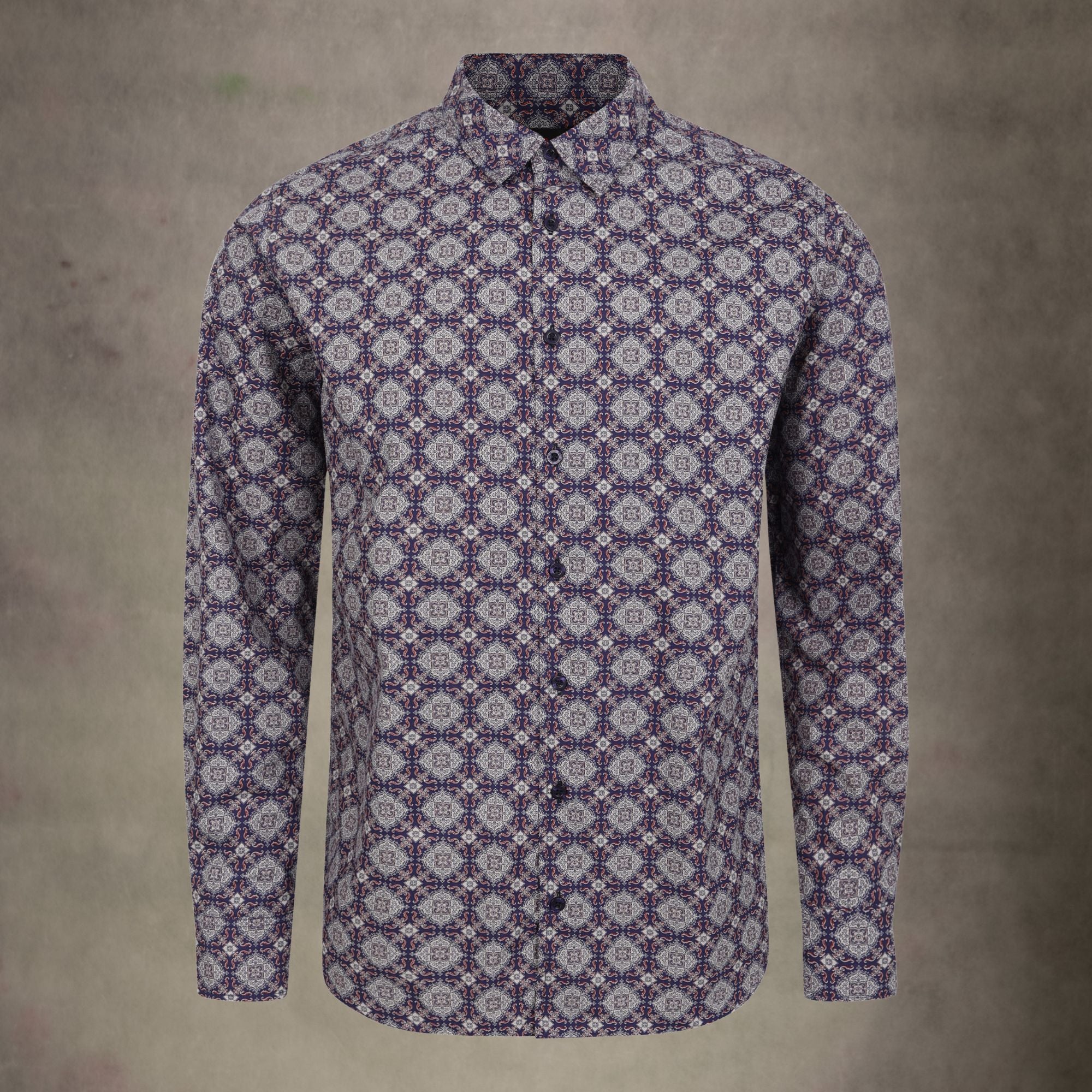 Tile Print Long Sleeve Shirt