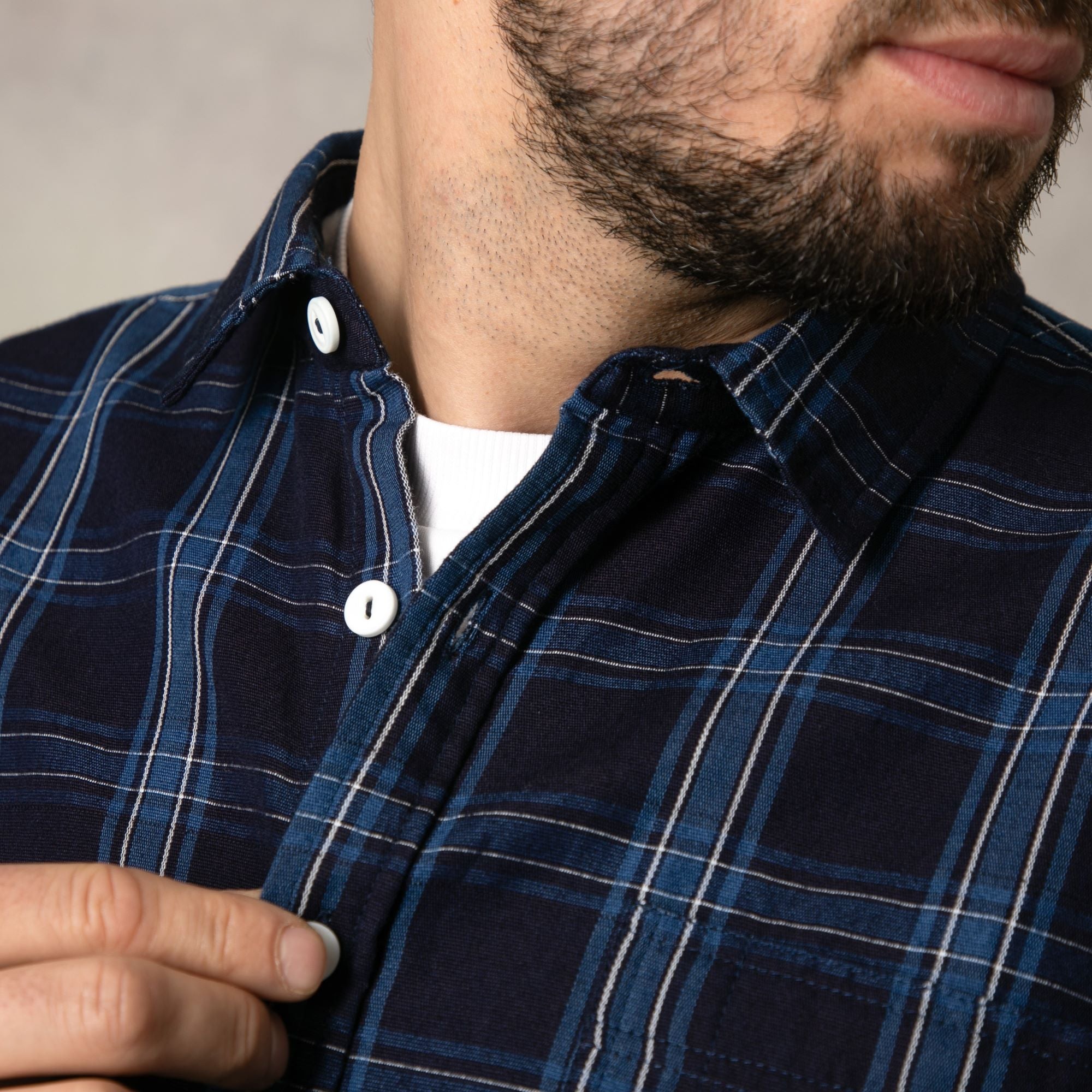 Navy Check Long Sleeve Shirt