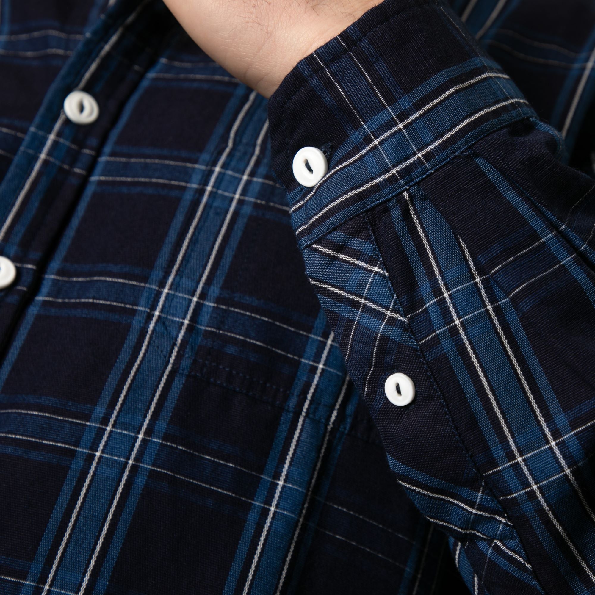 Navy Check Long Sleeve Shirt
