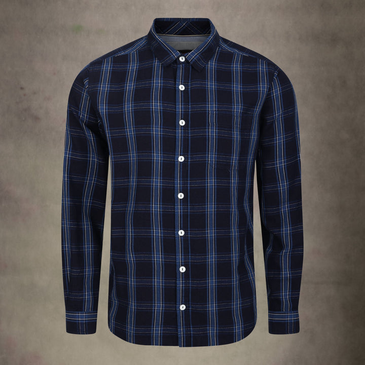 Navy Check Long Sleeve Shirt