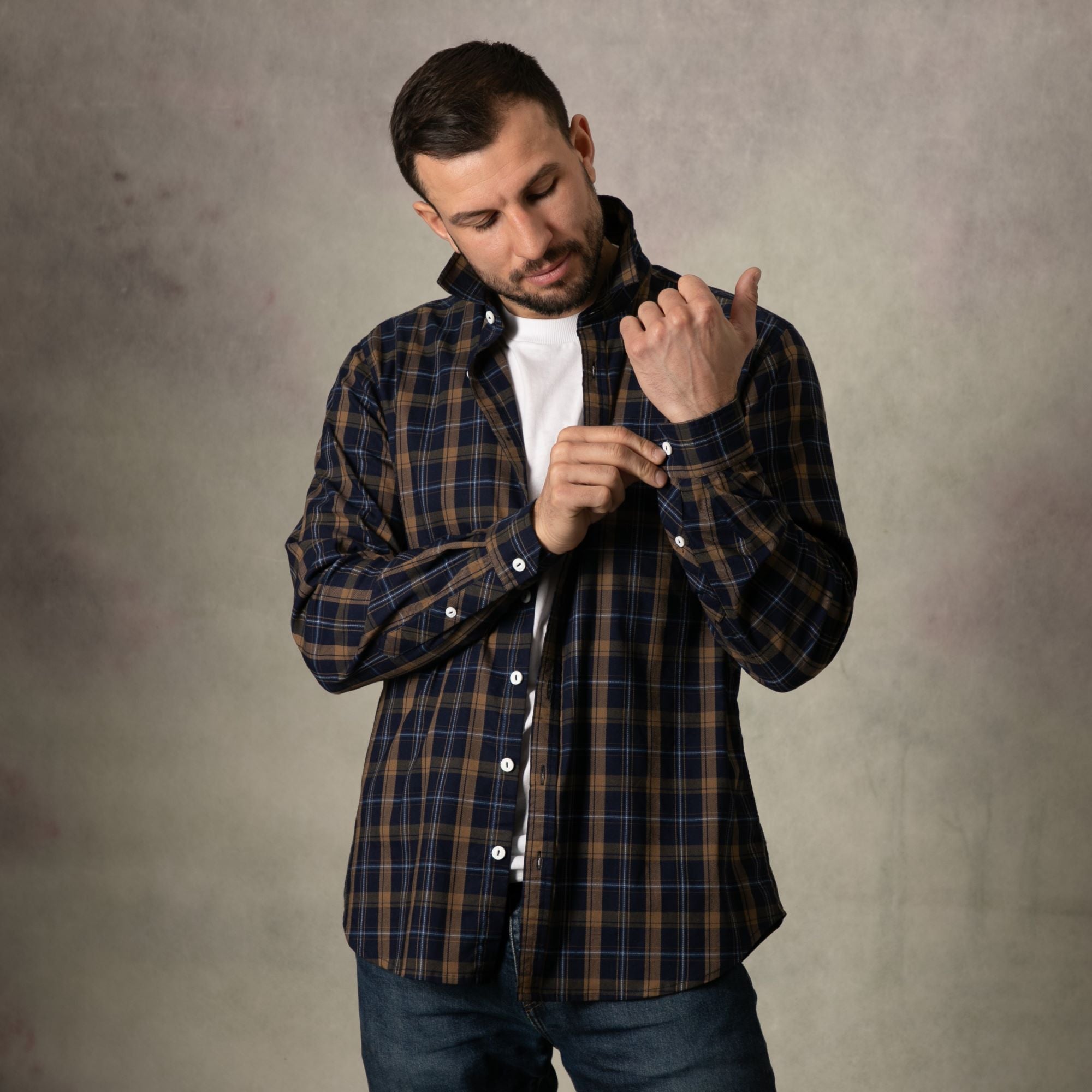 Gold Check Long Sleeve Shirt