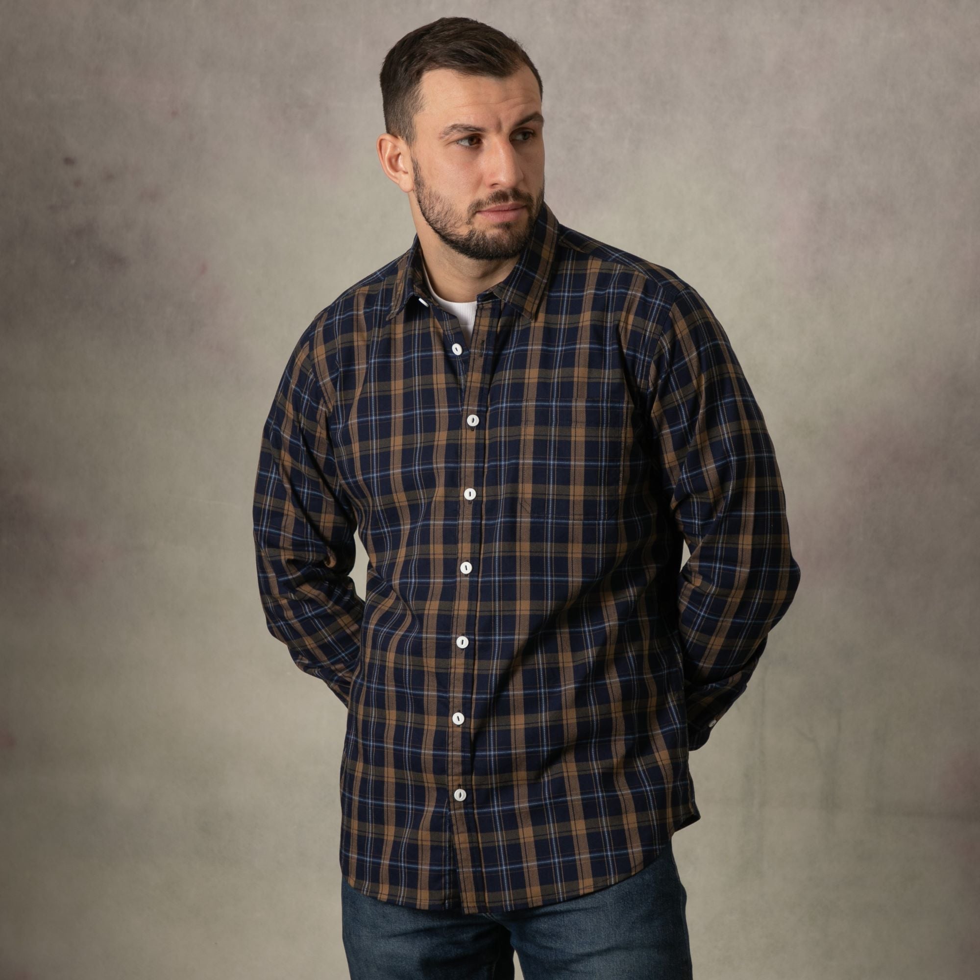 Gold Check Long Sleeve Shirt