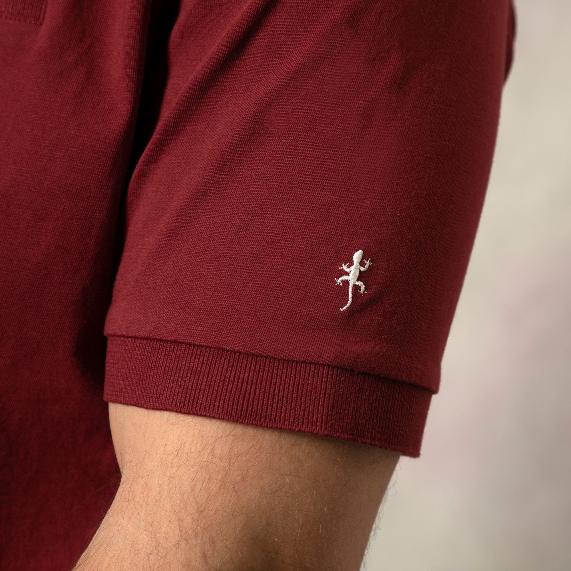 Maroon Printed Collar Polo Shirt